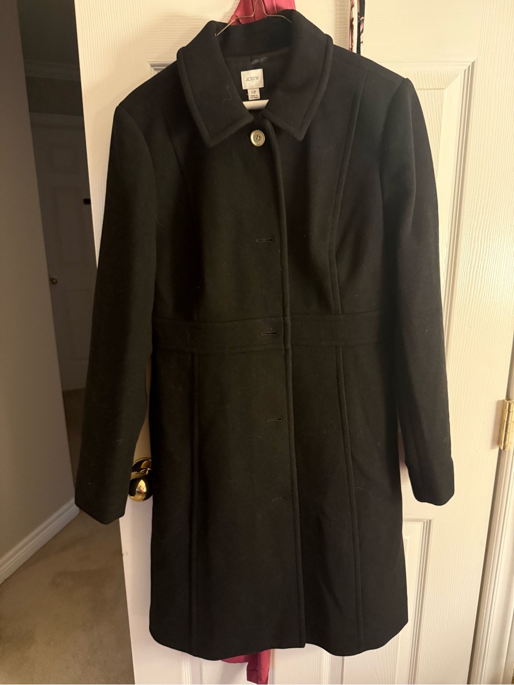 J. Crew Black Single-Breasted Wool Trench Coat